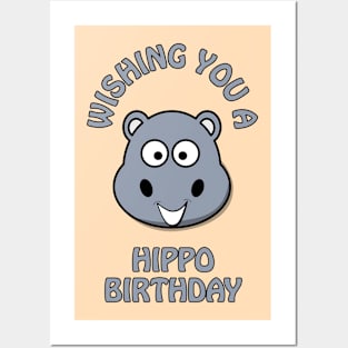 Wishing you a hippo birthday - cute and funny happy pun Posters and Art